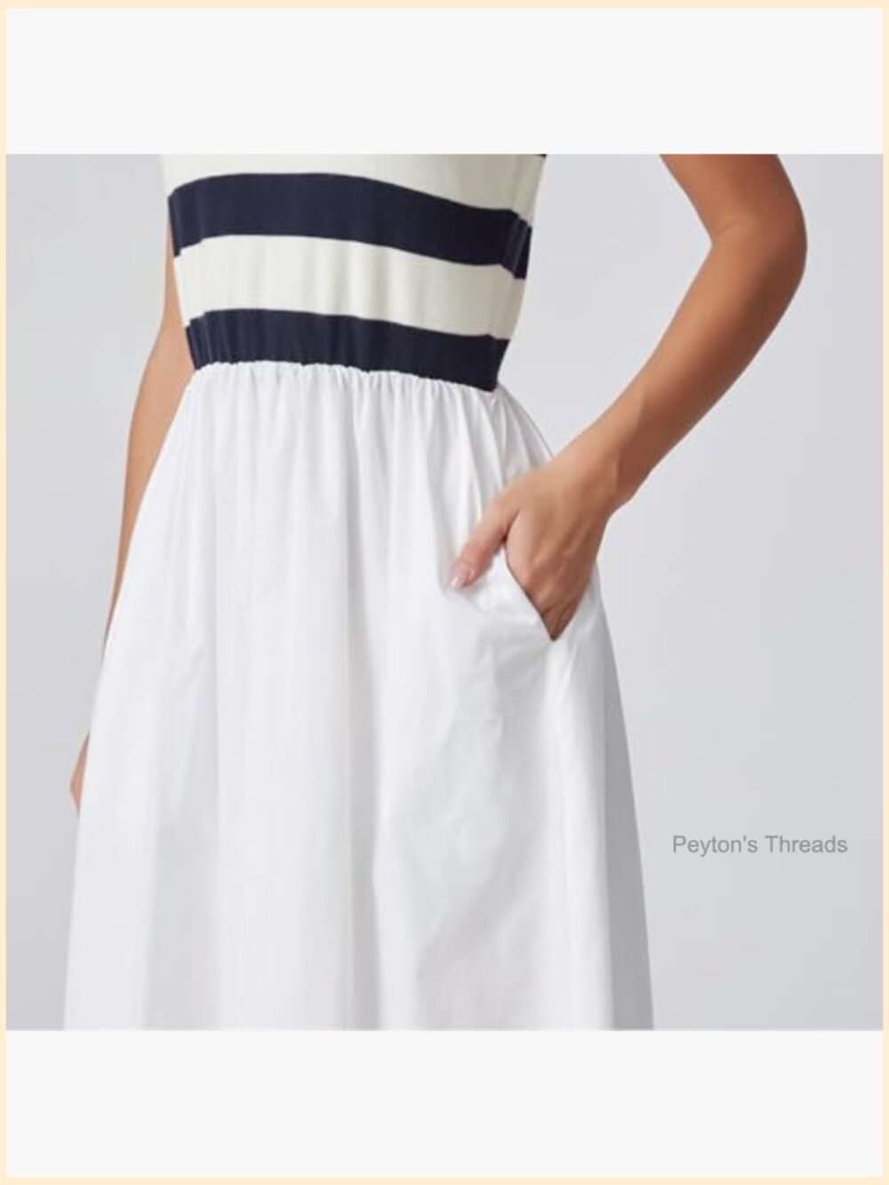 Sleeveless Striped Knit Midi Dress with Keyhole Back - Picture 7 of 7